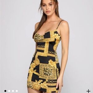 Windsor Wild Diva Chain‎ Link Mini Party Dress Black Cowl Neck Womens Size Small